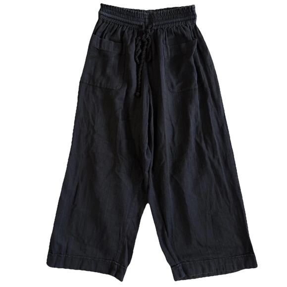 NYMANE 2 Piece Set Susie Work Shirt & Wide Leg Pants In Black Cotton Drawstring - Picture 4 of 15